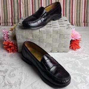 Cole Haan Mens Shoes Size 7.5 D Brown Burgundy Leather Penny Loafer Slip On